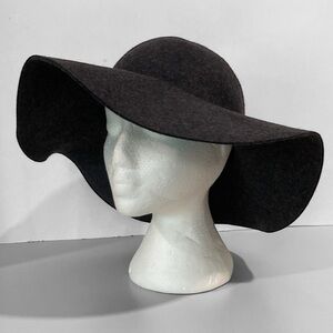 J. Crew Charcoal Grey Wide-Brim Wool Hat